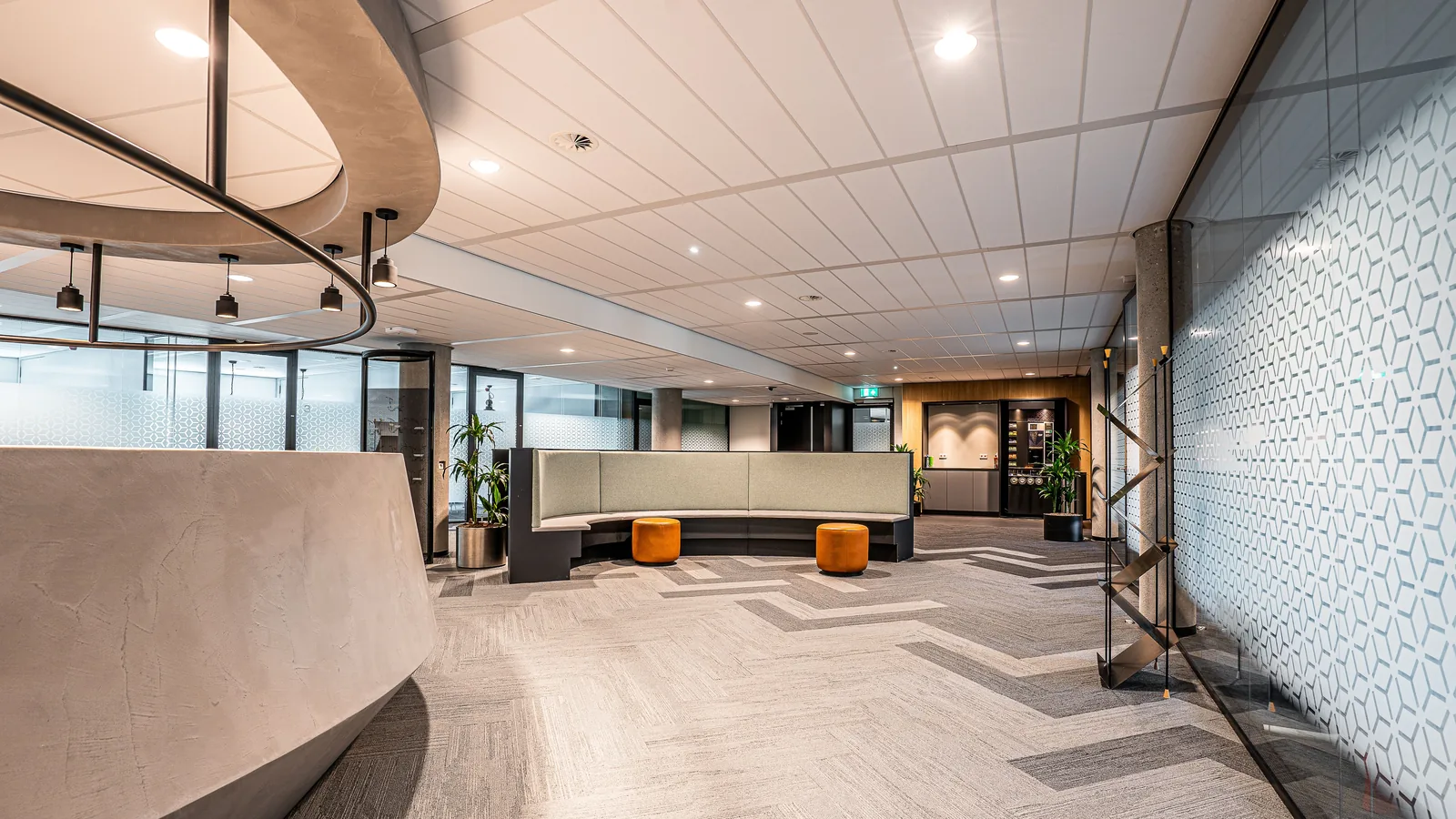 Entrance and reception area of an office building of the kind used for an Italian branch office